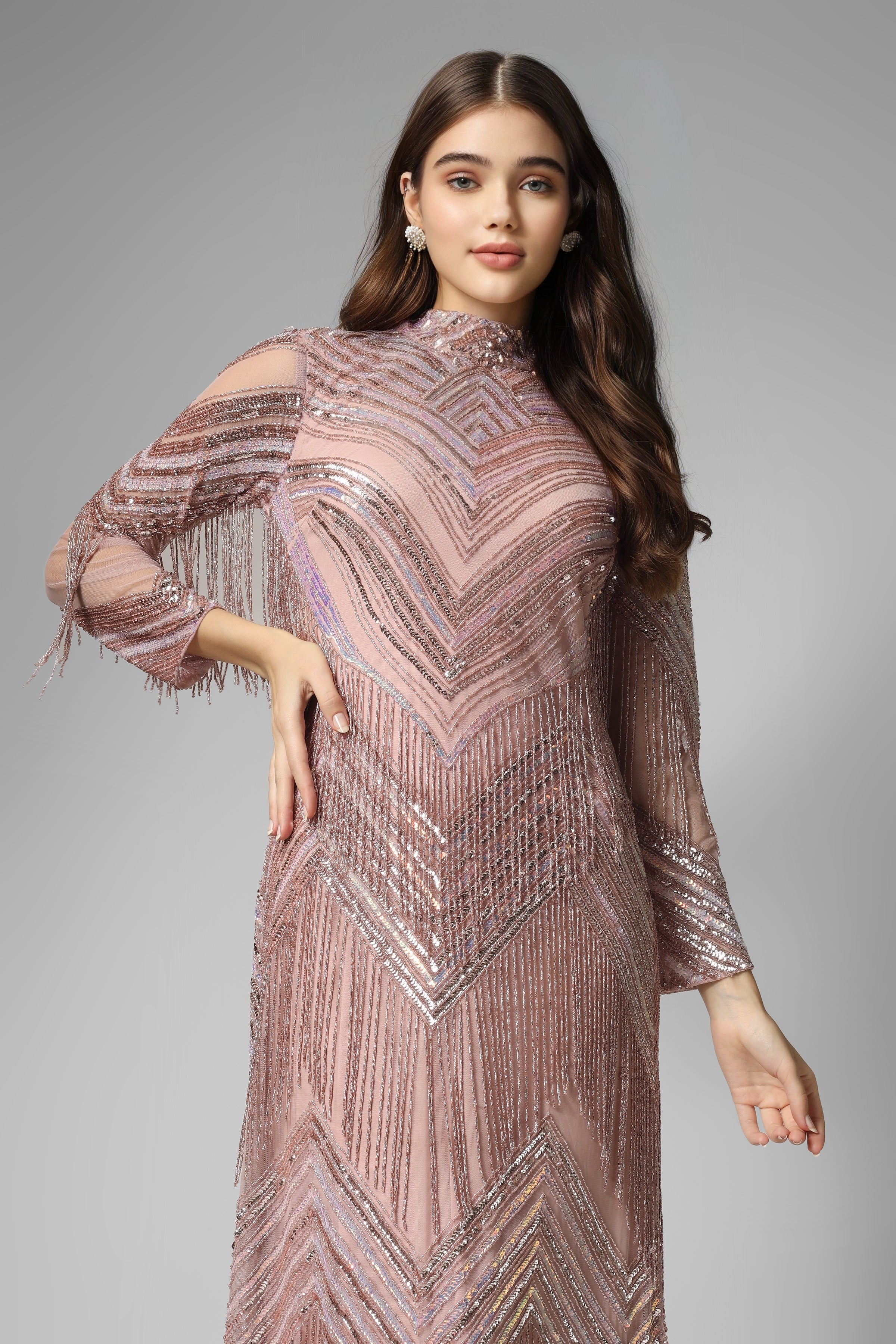 Nelissa Pink Fringe Dress