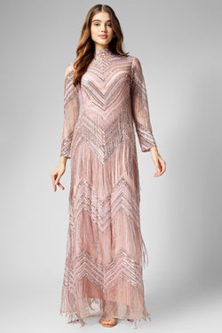 pink tassel maxi dress