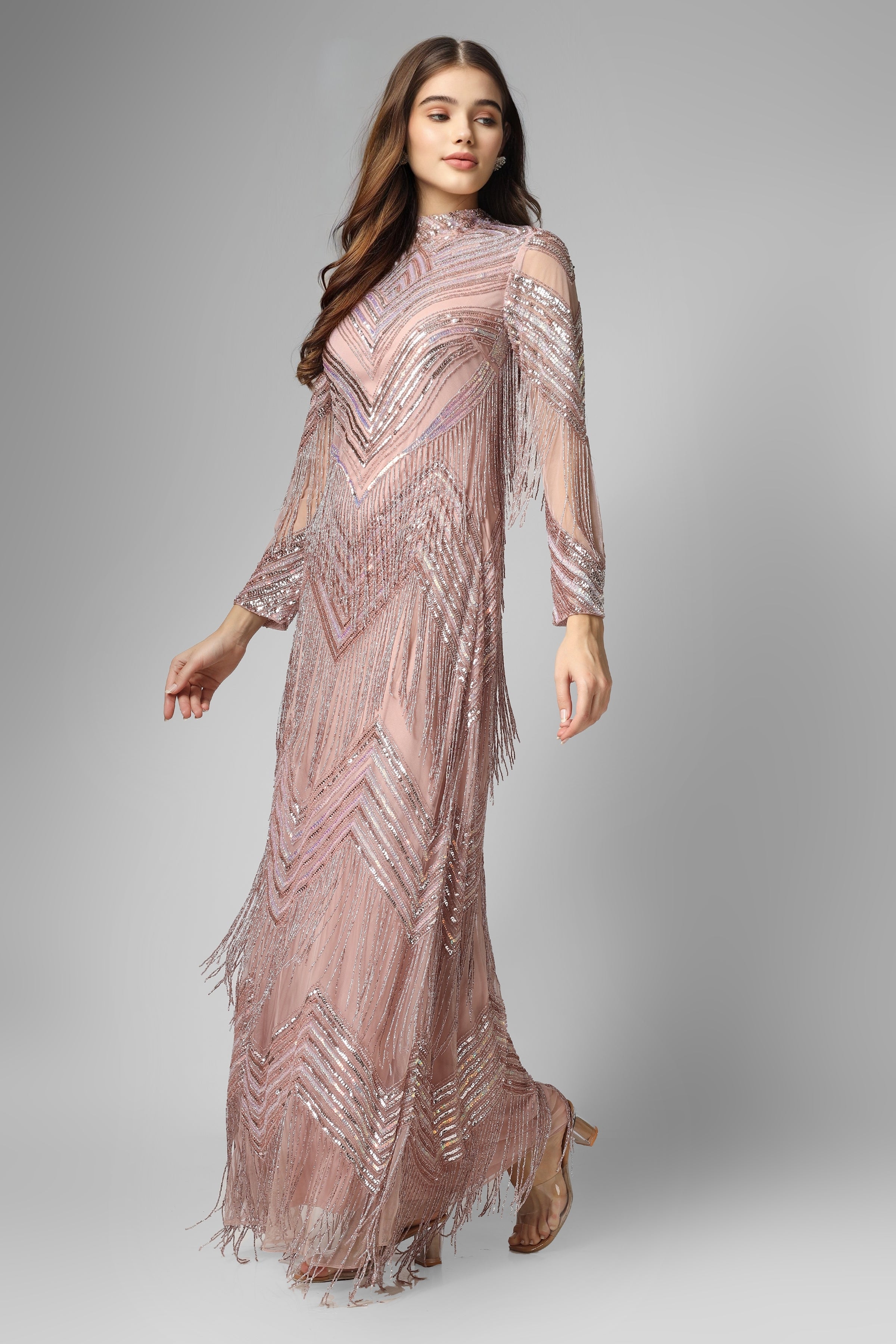 Nelissa Pink Fringe Dress