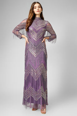 Nelissa Purple Fringe Dress