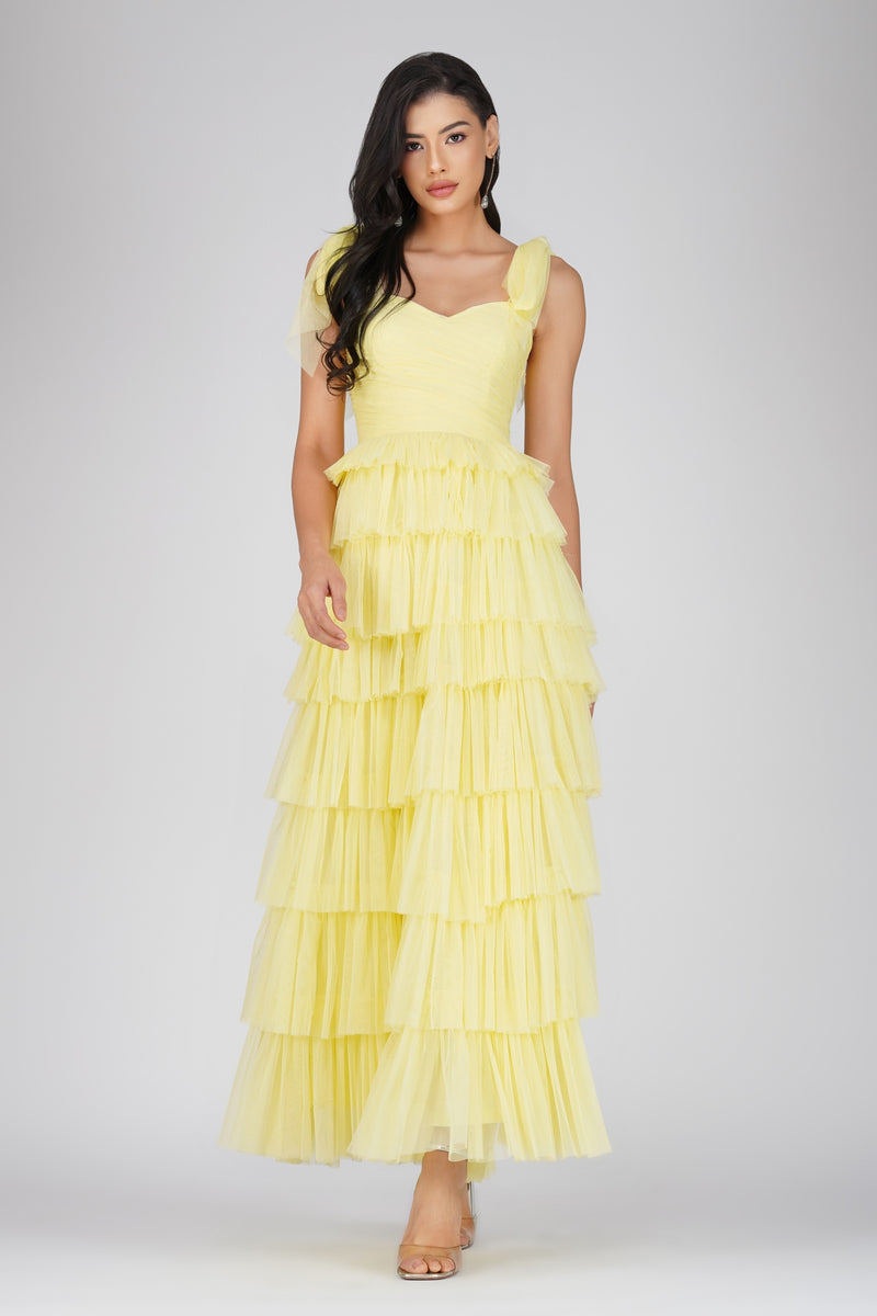 Ophelia Yellow Maxi Dress with Tie Detail