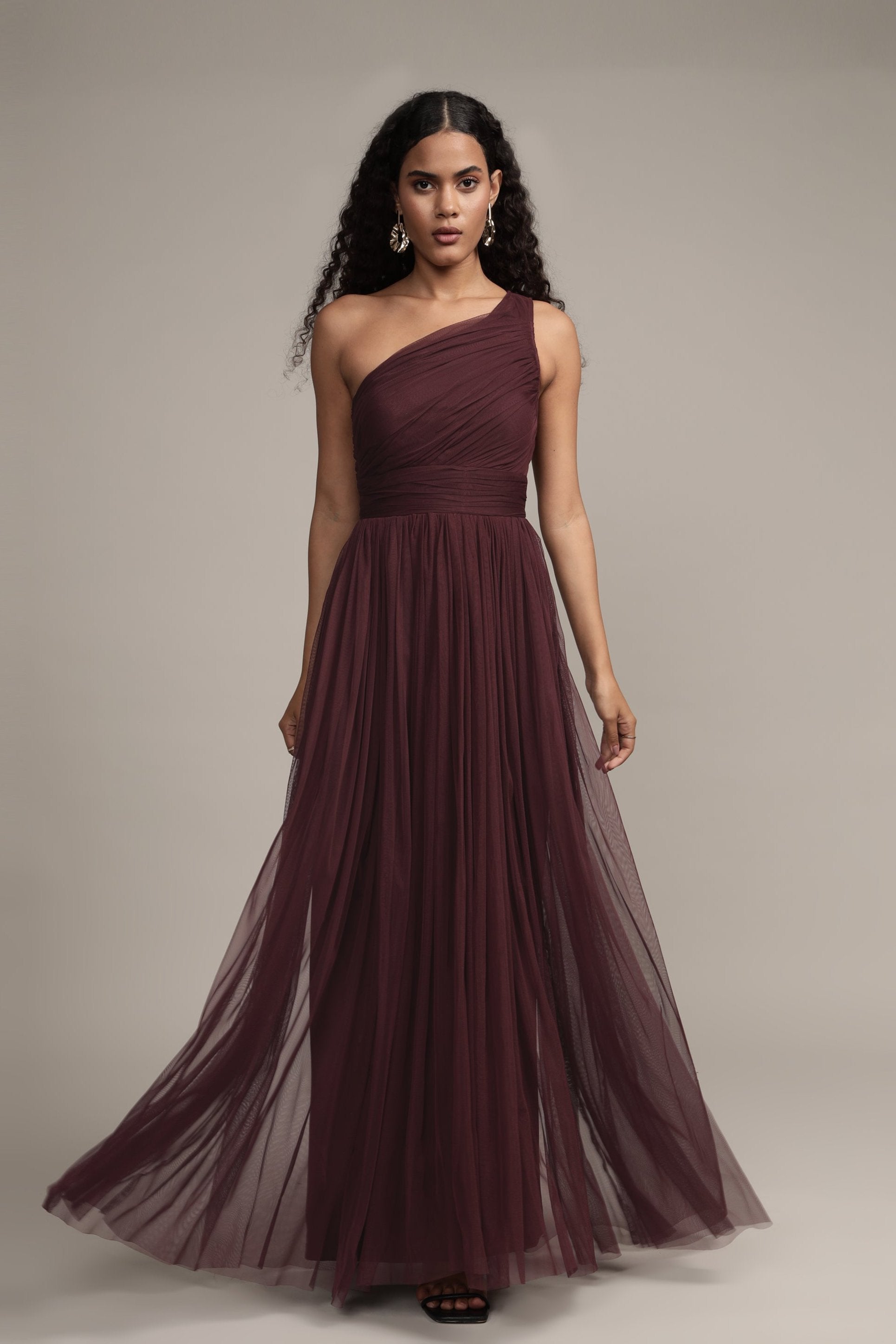 One Shoulder Maxi Dress in Plum