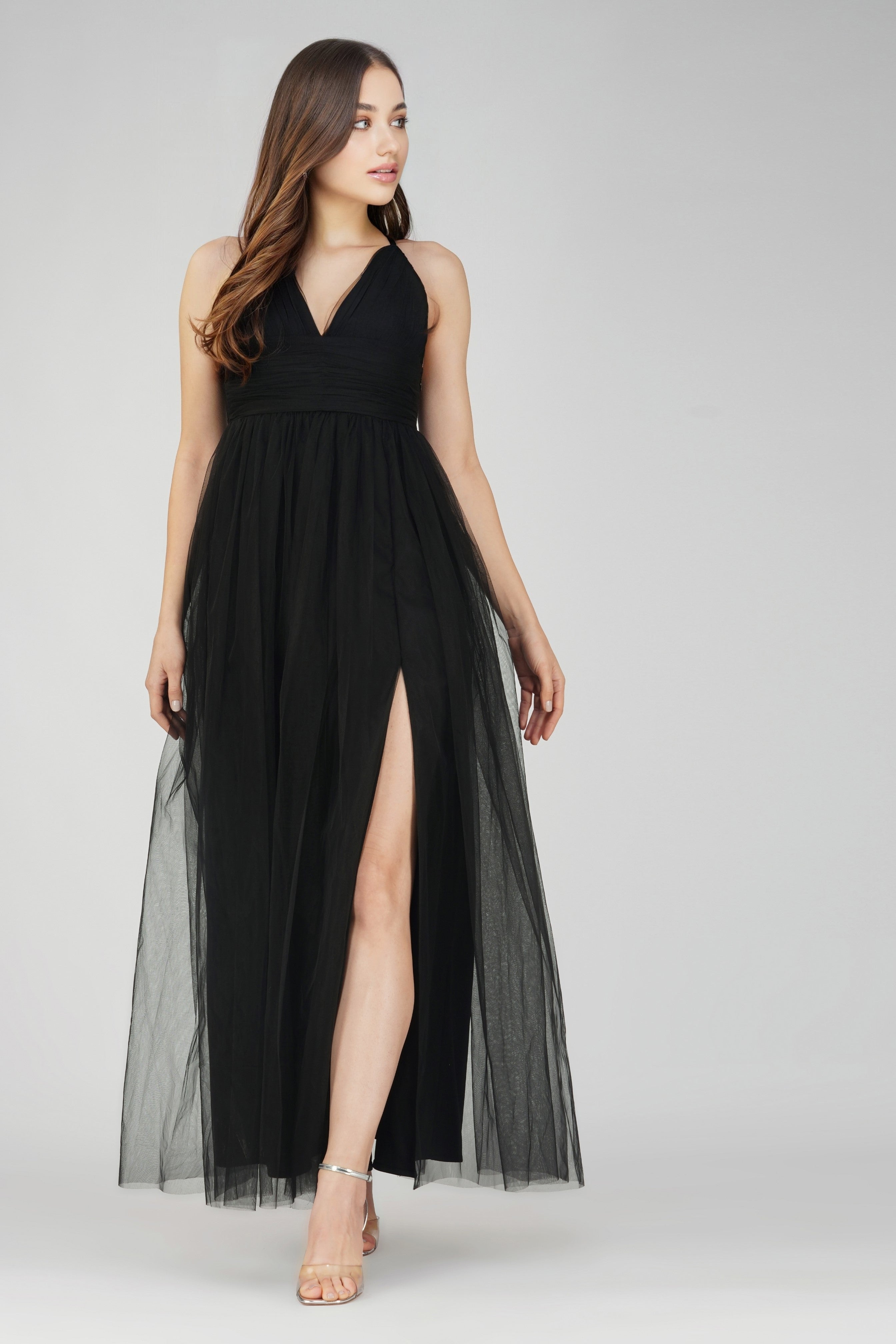 Opal Tulle Maxi Dress in Black