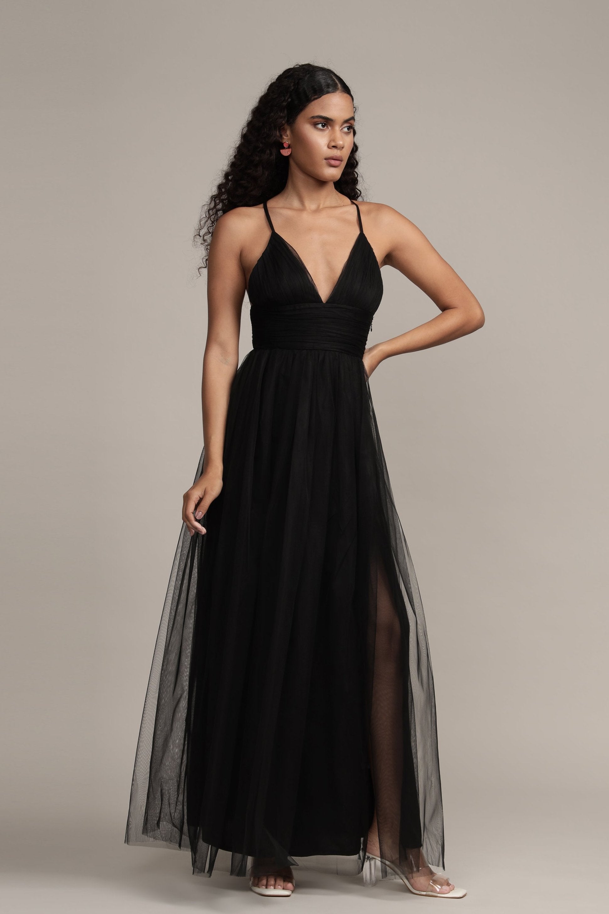 Opal Tulle Maxi Dress in Black