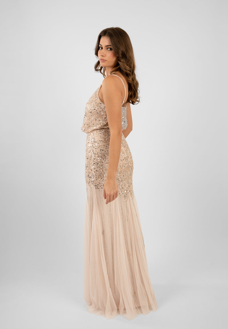 Ophelia Blush Pink Occasion Dress – Lace & Beads