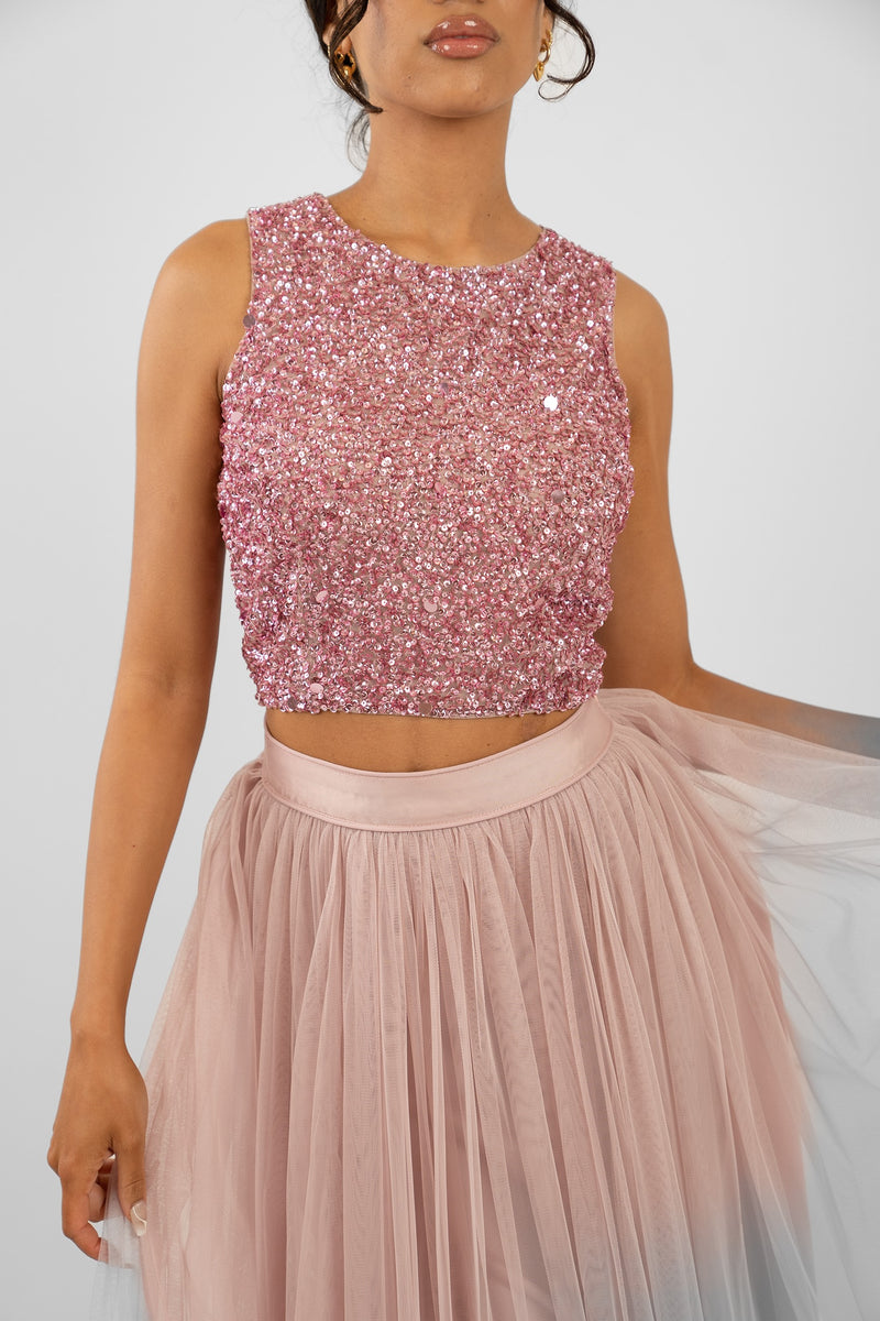 Picasso Pink Sequin Top – Lace & Beads