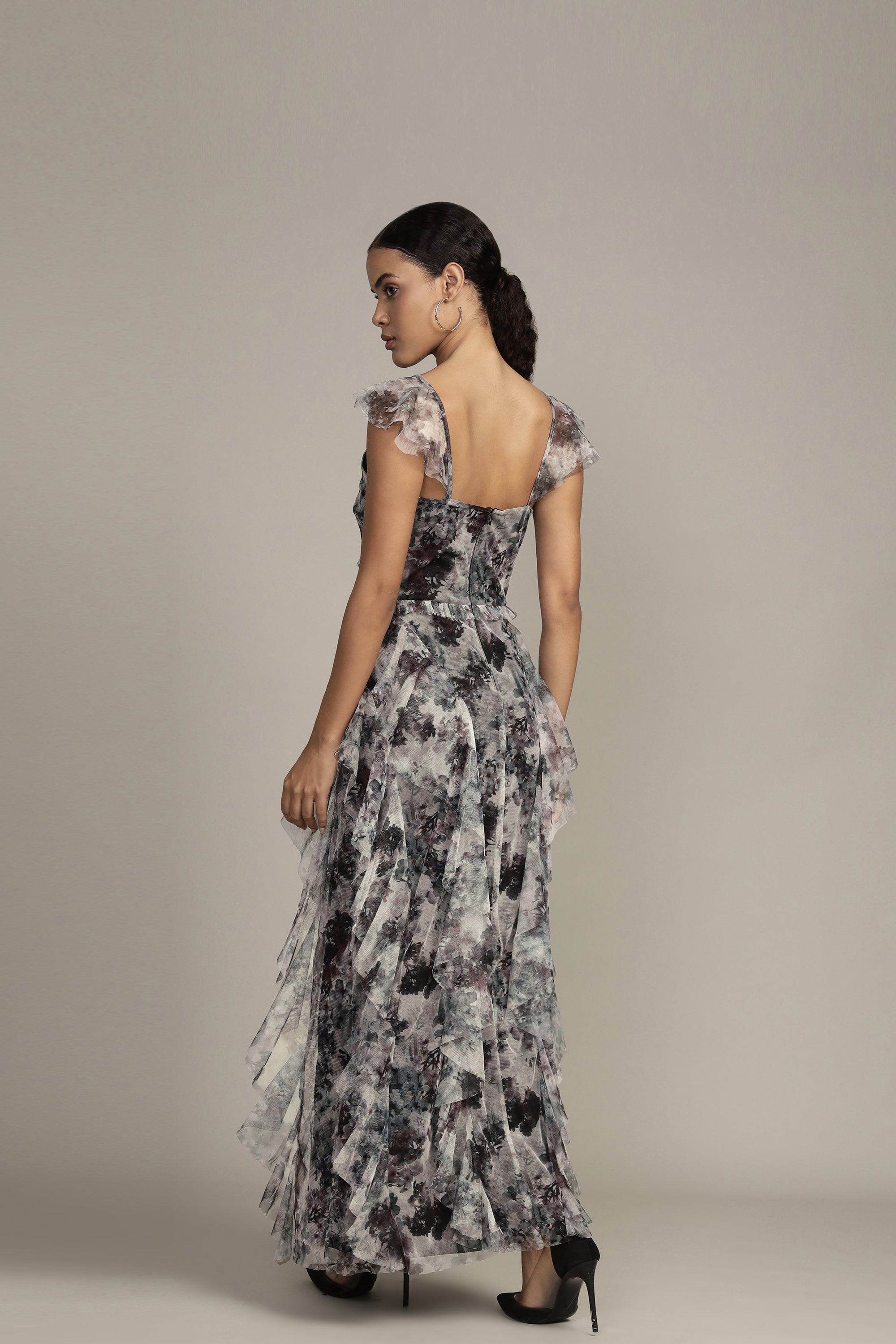 Malin Maxi Dress in Black Floral