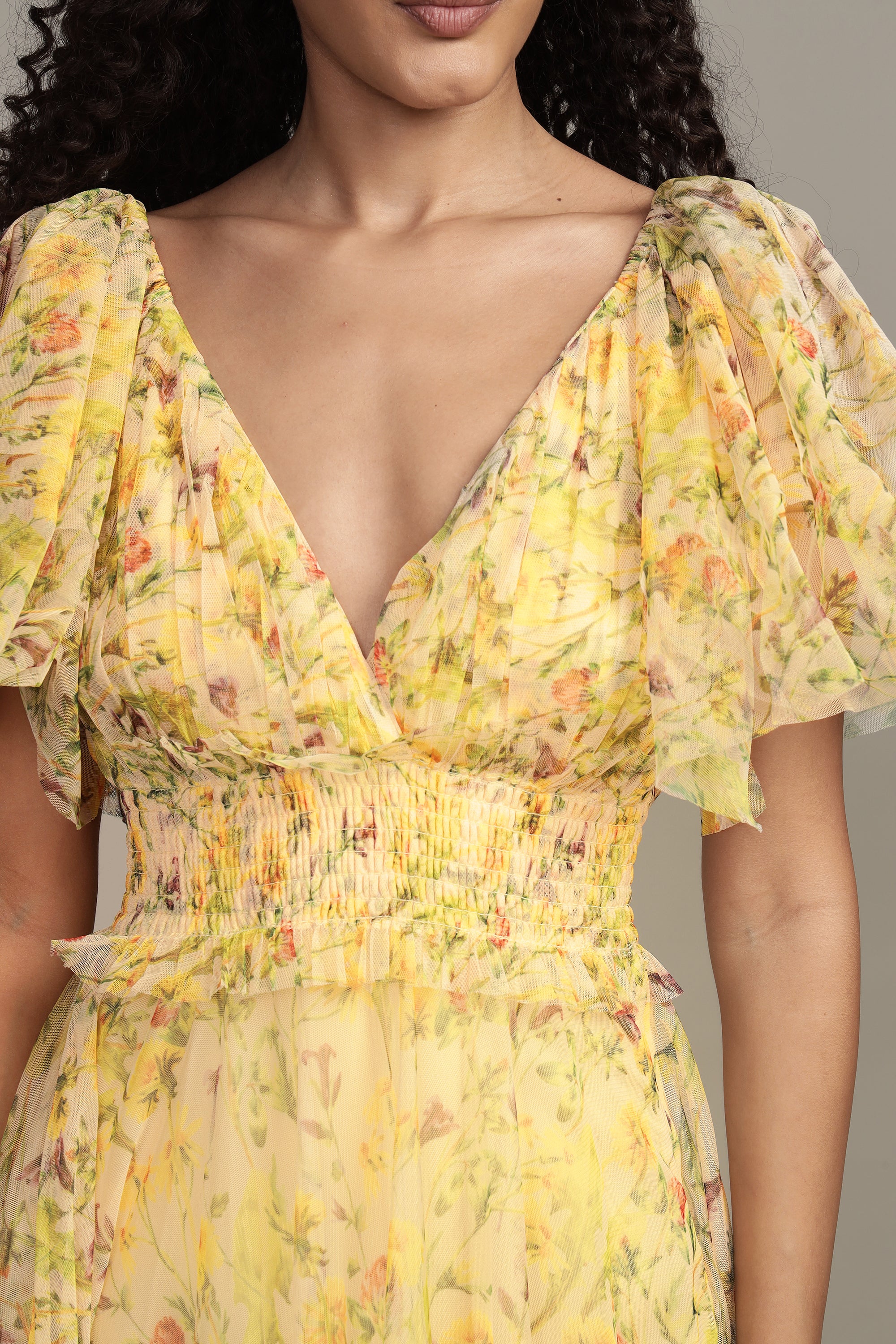 Shelby Yellow Printed Maxi Dress