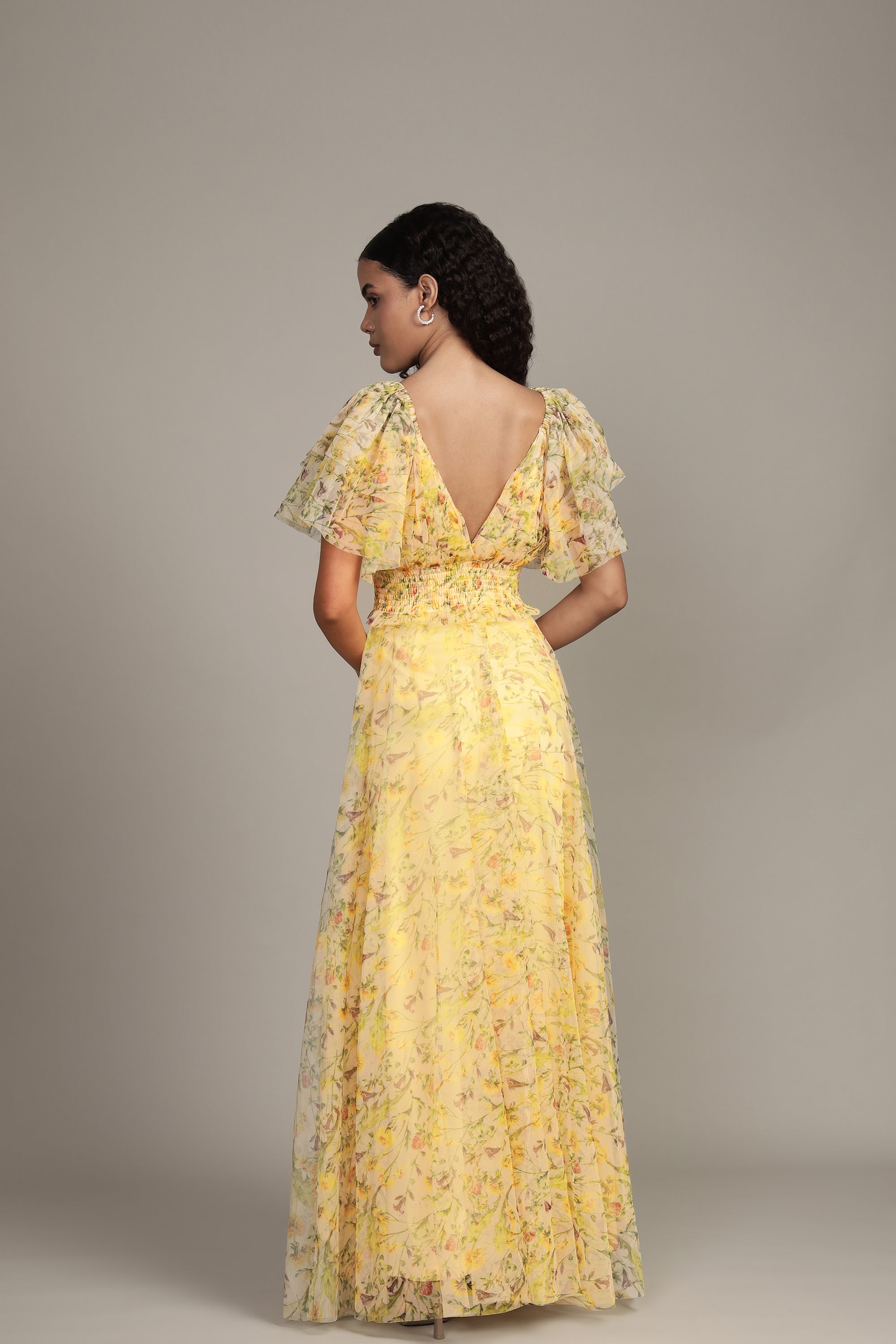 Shelby Yellow Printed Maxi Dress