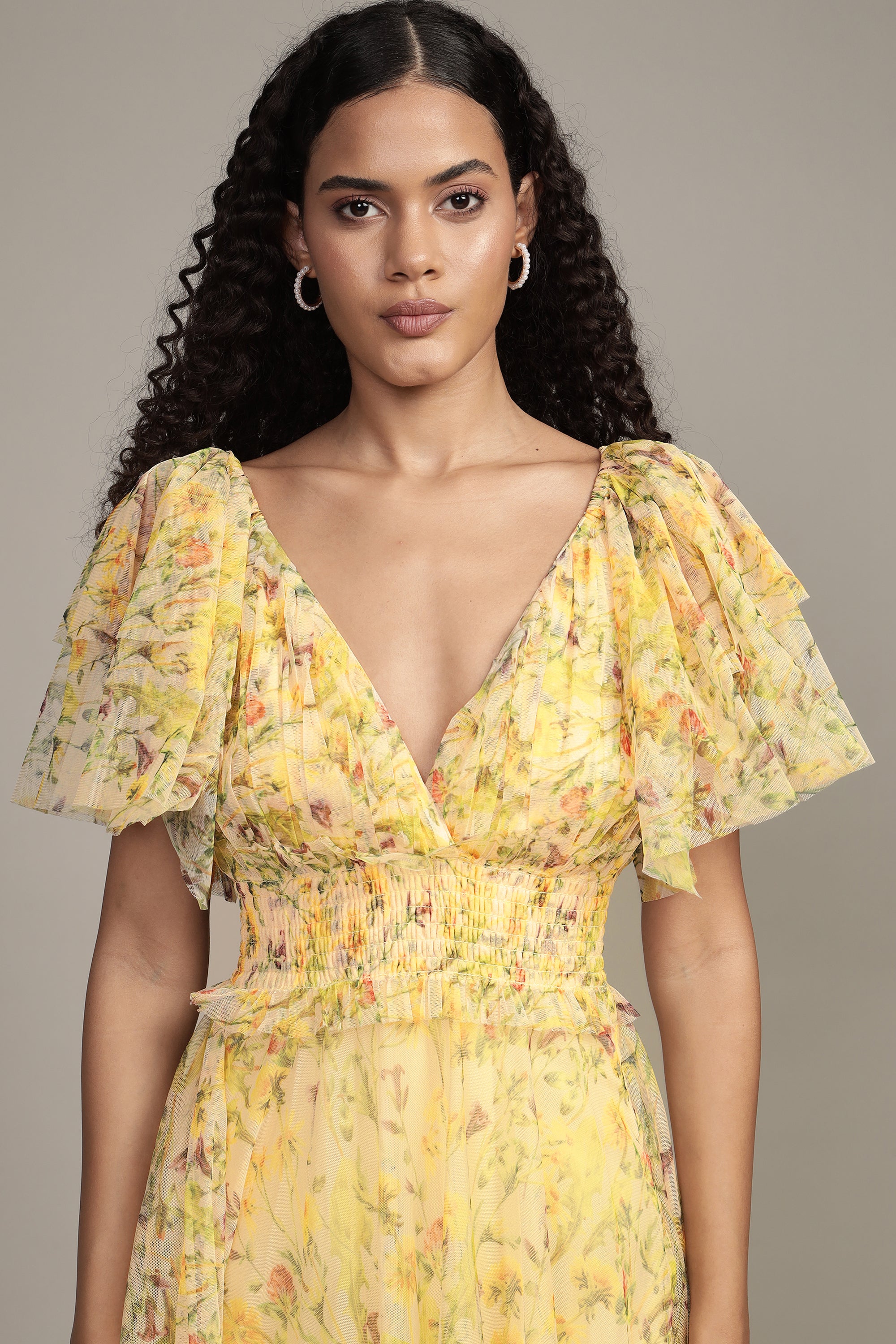 Shelby Yellow Printed Maxi Dress