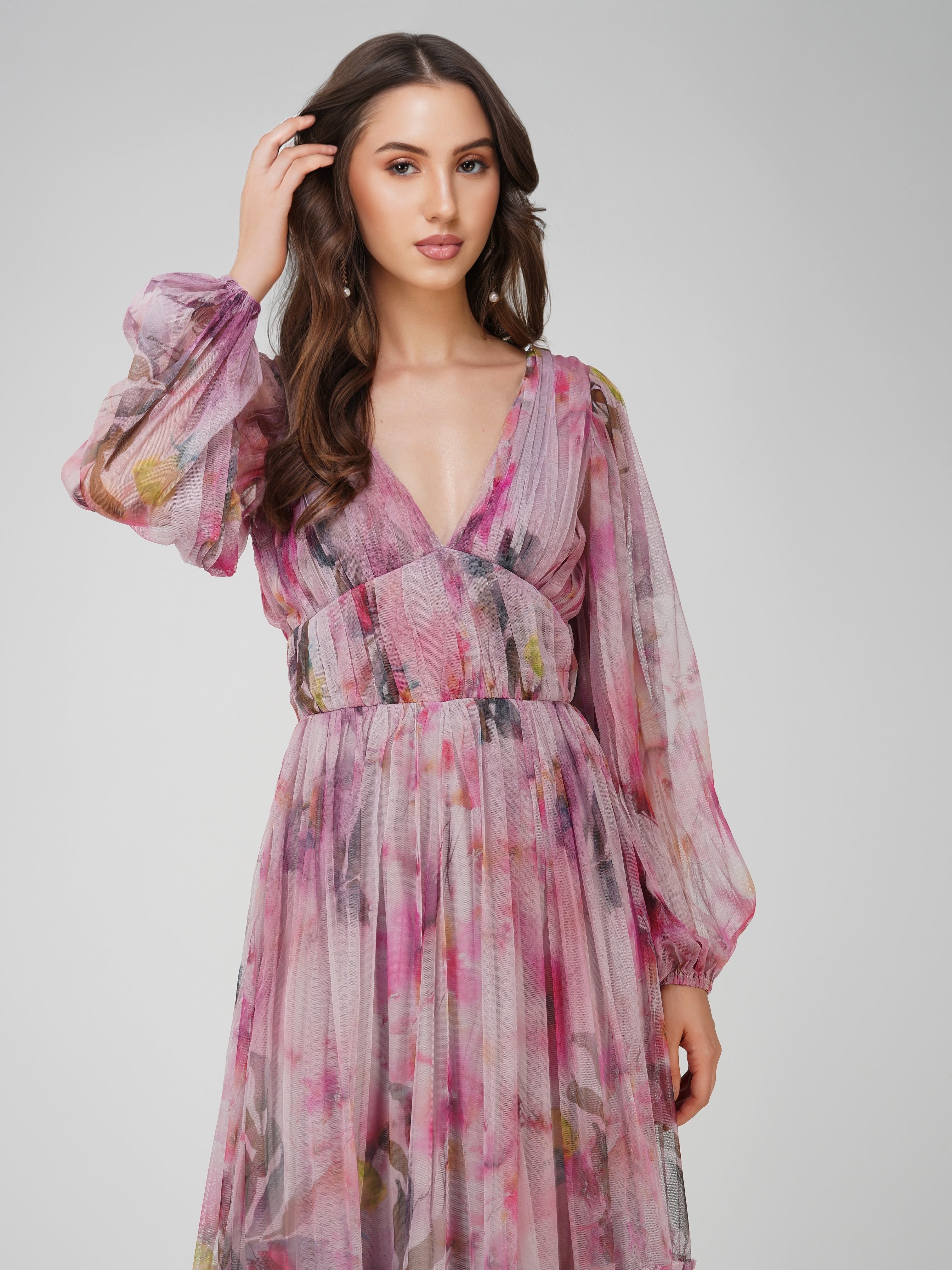 Rachel Purple Printed Midi Dress