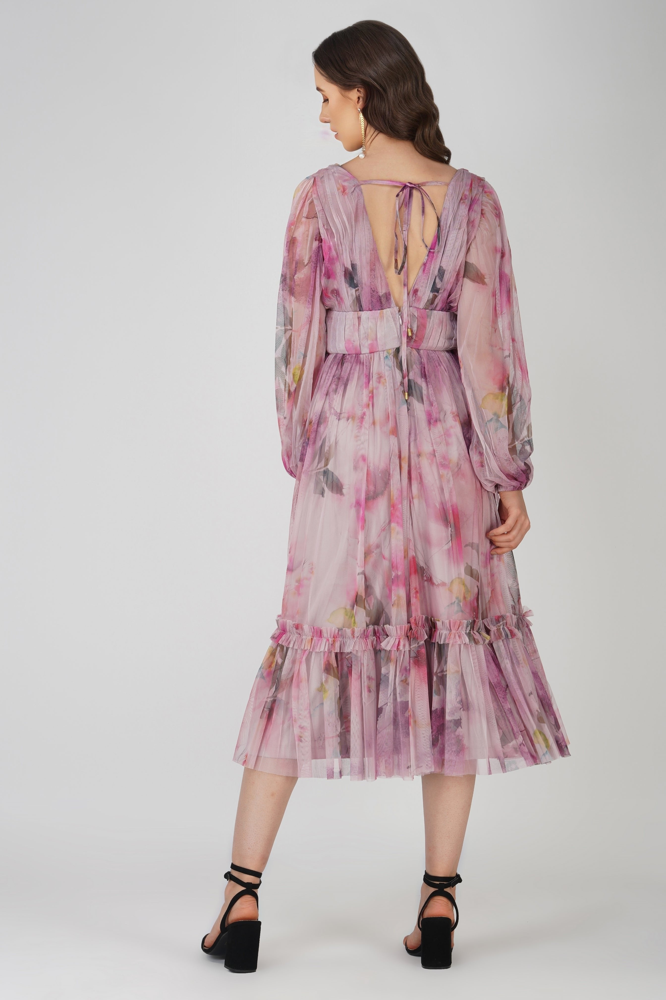 Rachel Purple Printed Midi Dress