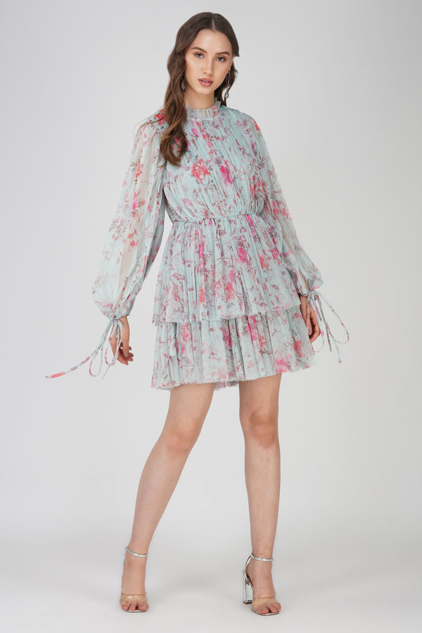 Randee Mini Dress in Sage Print
