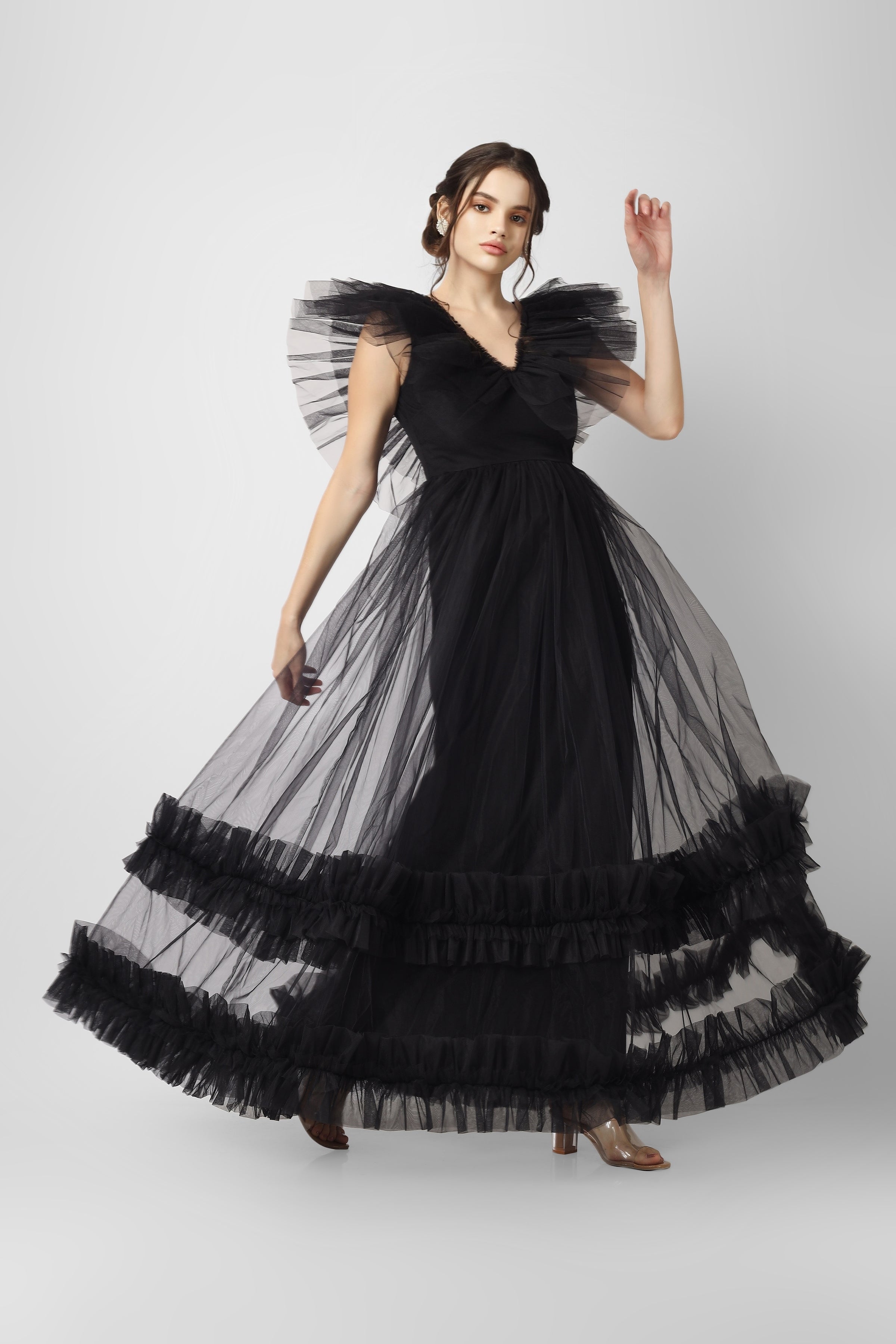 Reina Black Tulle Maxi Dress