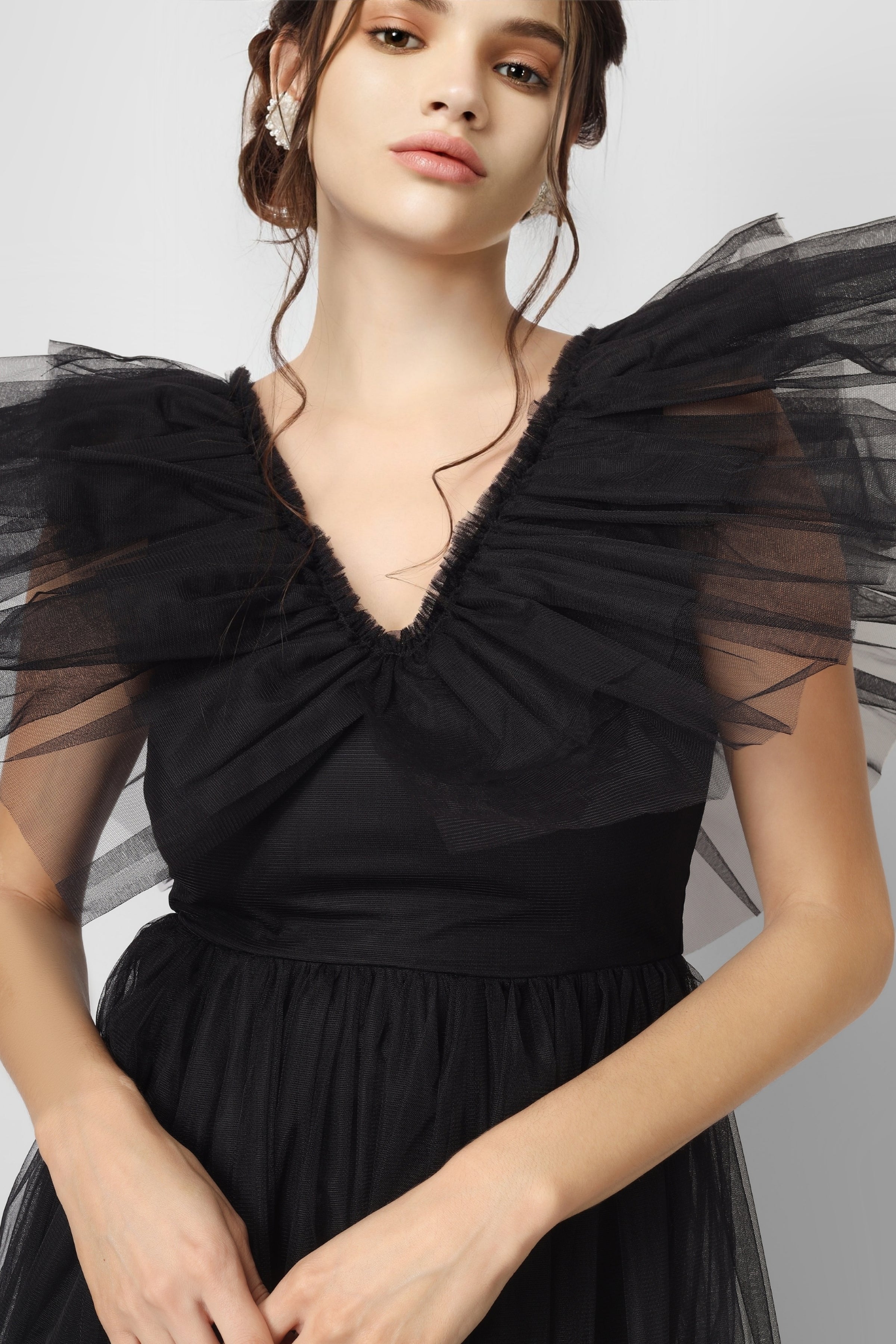 Reina Black Tulle Maxi Dress