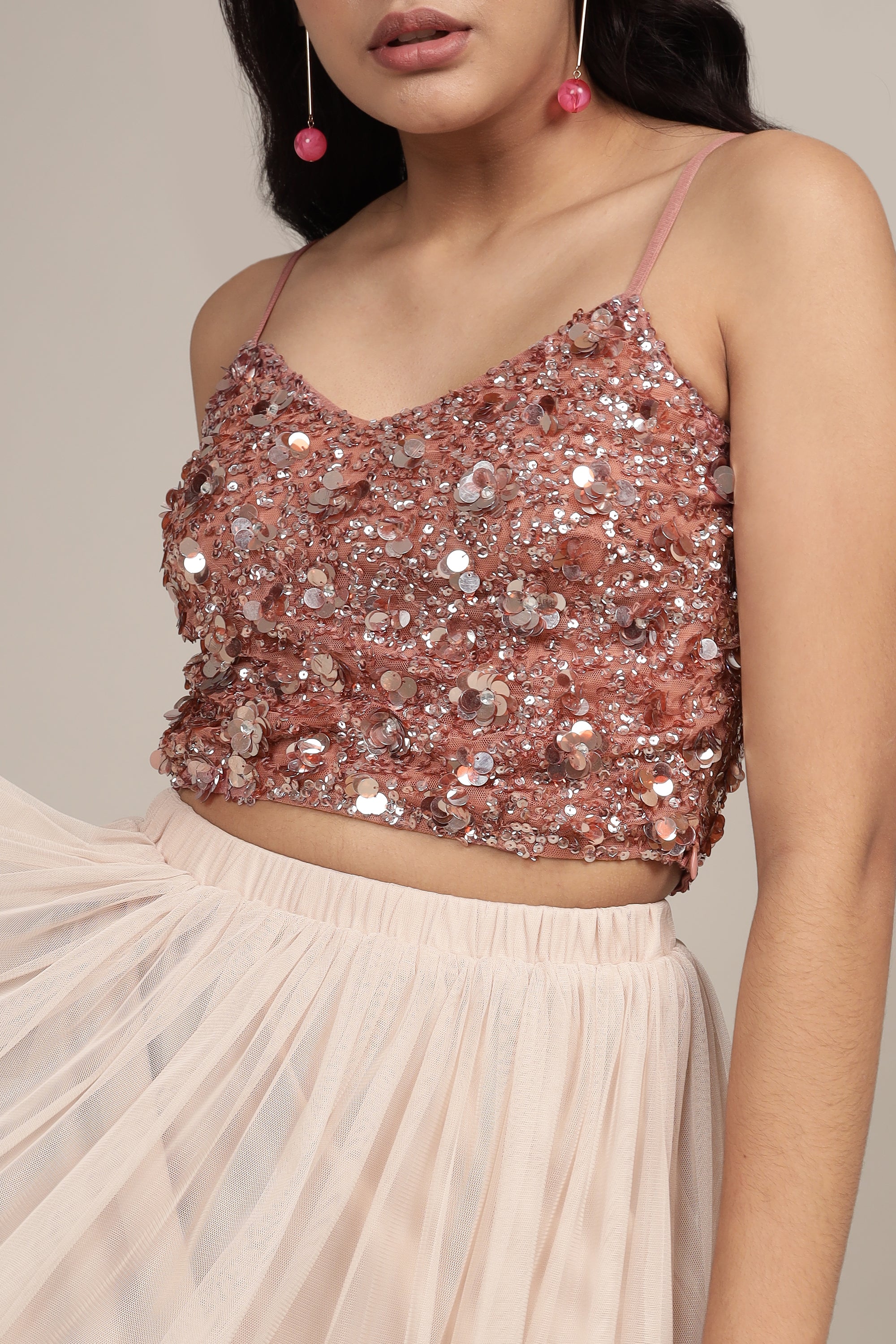 Sandy Sequin Cami Top in Dusty Pink