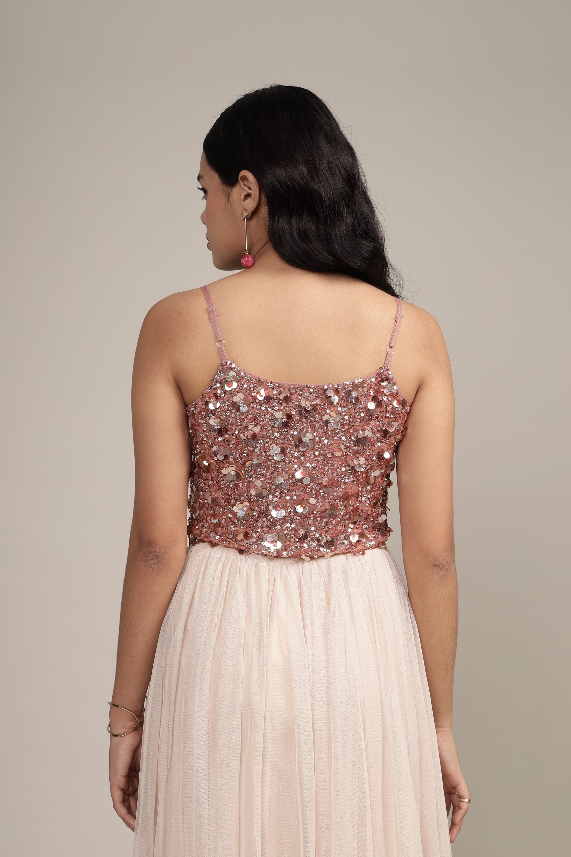 Sandy Sequin Cami Top in Dusty Pink