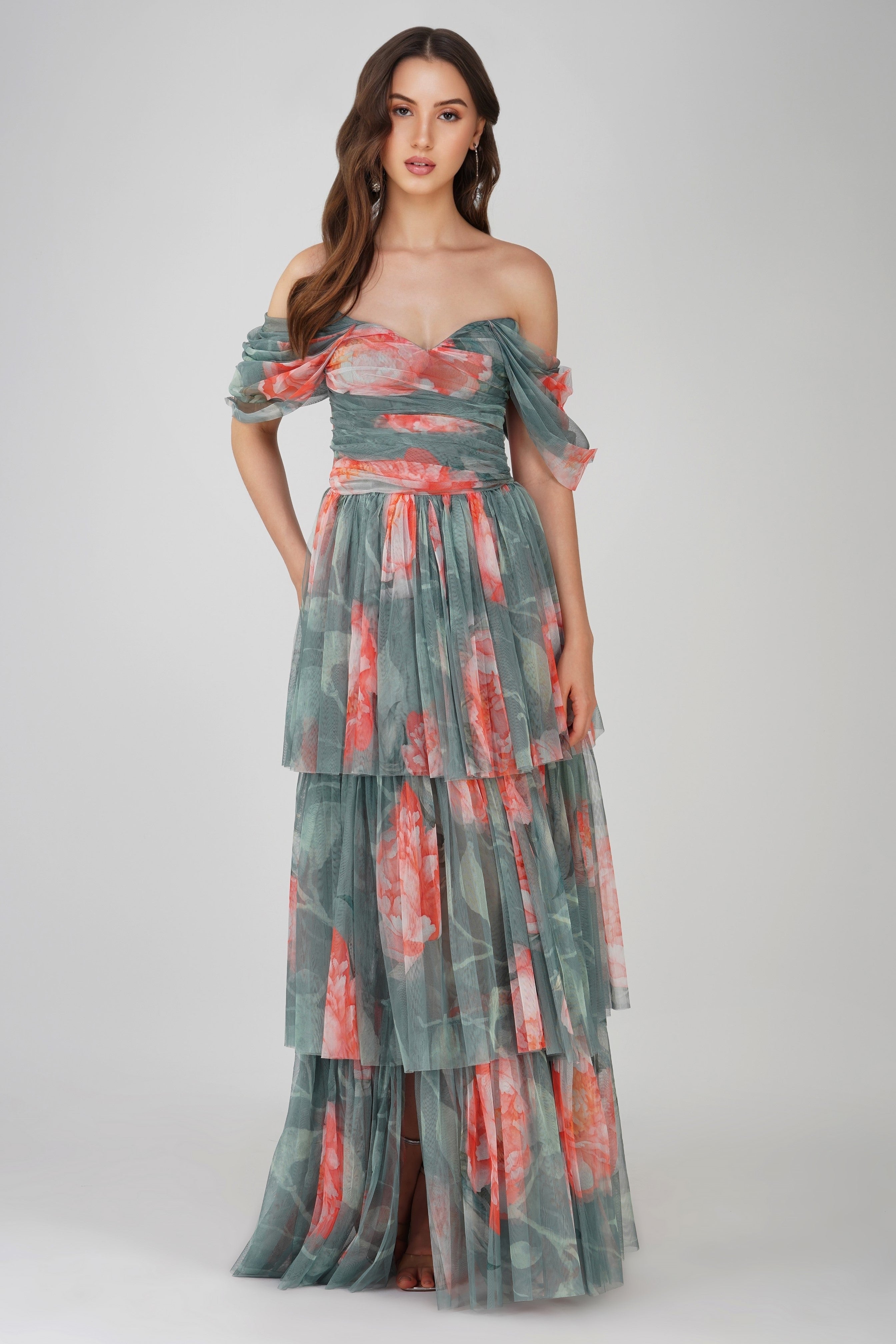 sage green floral maxi dress