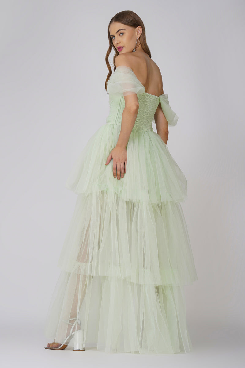 Sydney Tulle Maxi Dress in Sage