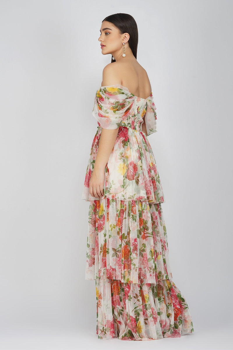 Sydney Tulle Maxi Dress in Bright Floral