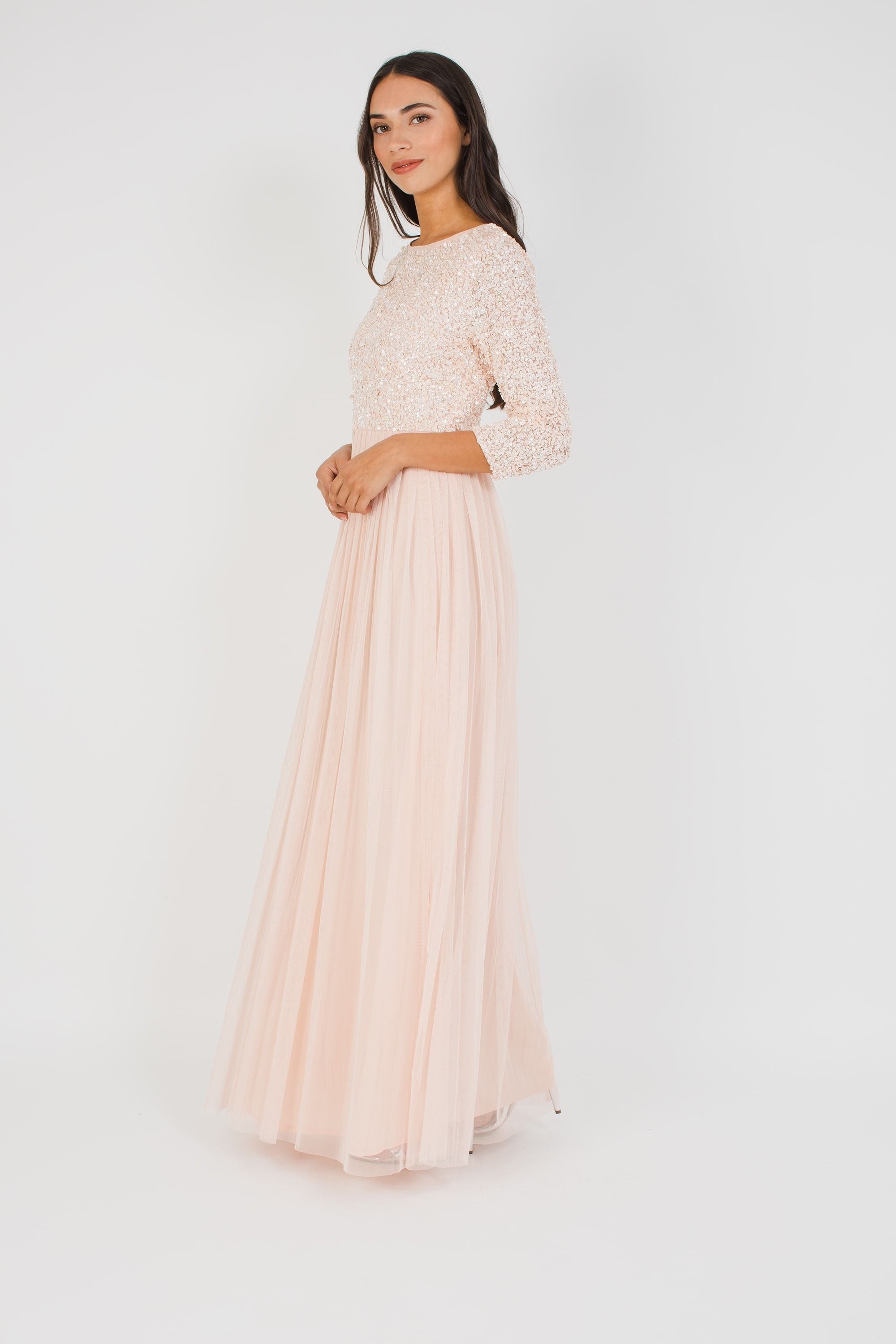 Belle Picasso Long Sleeve Maxi in Nude