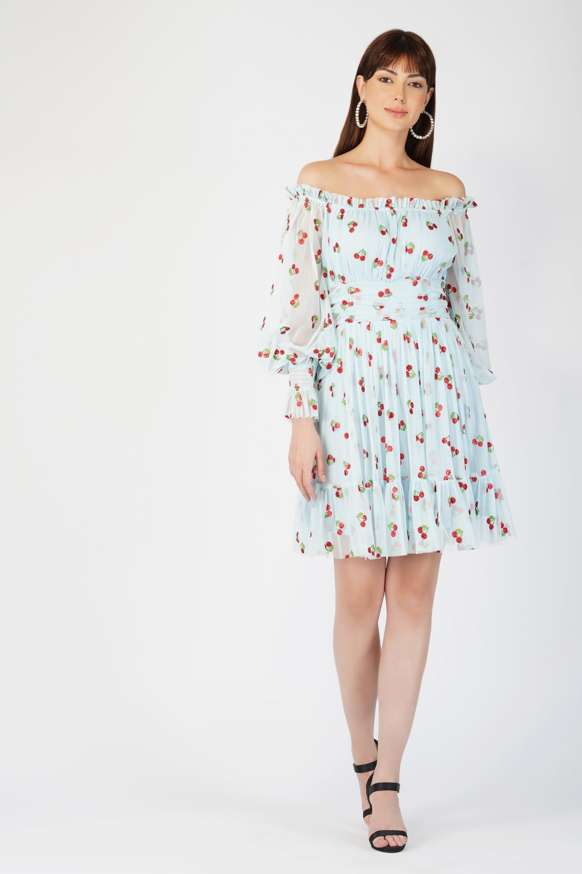 Robin Glitter Cherry Print Dress