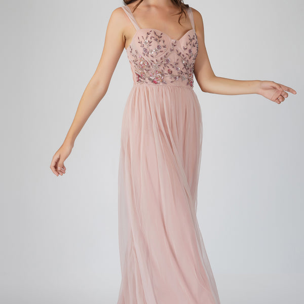 Blush pink 2025 maxi dress uk