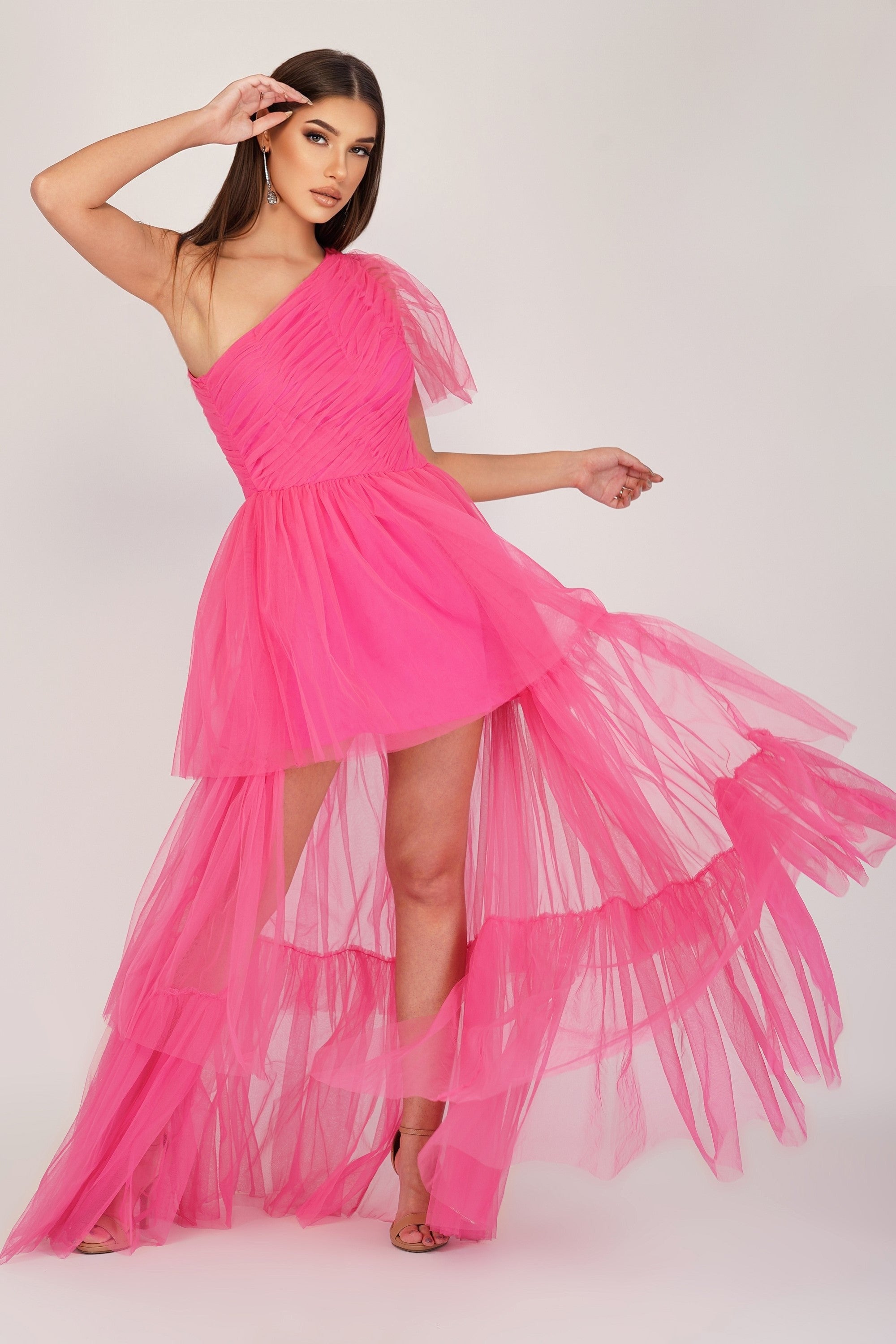 Pink tulle gown best sale