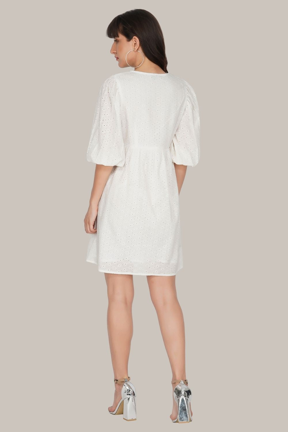 Kora White Cotton Mini Dress