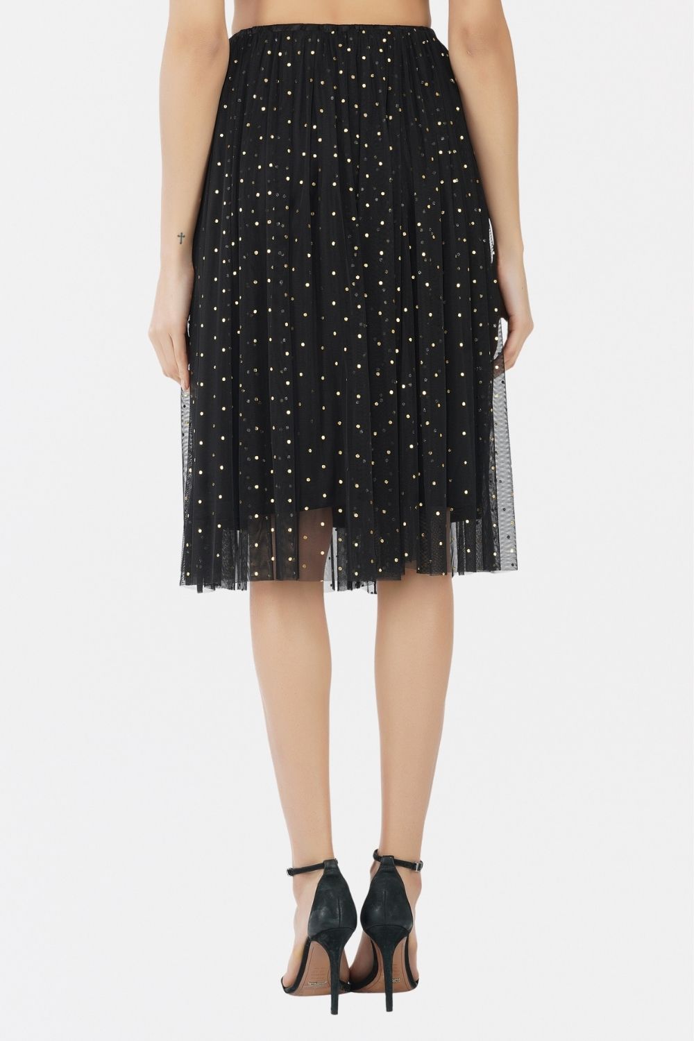 gold-foil-printed-tulle-midi-skirt-in-black