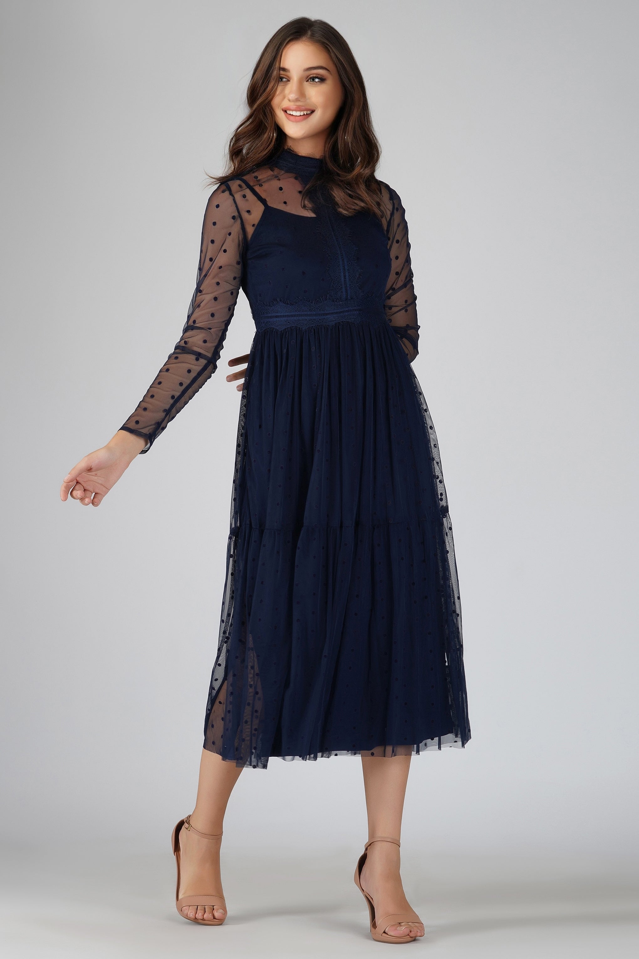 lola-polka-dot-midi-dress-in-navy-blue