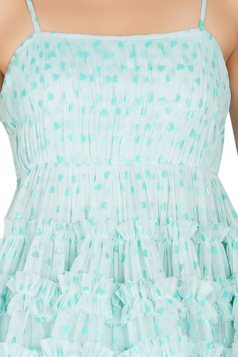 Bethan Tulle Mini in Mint Heart Print