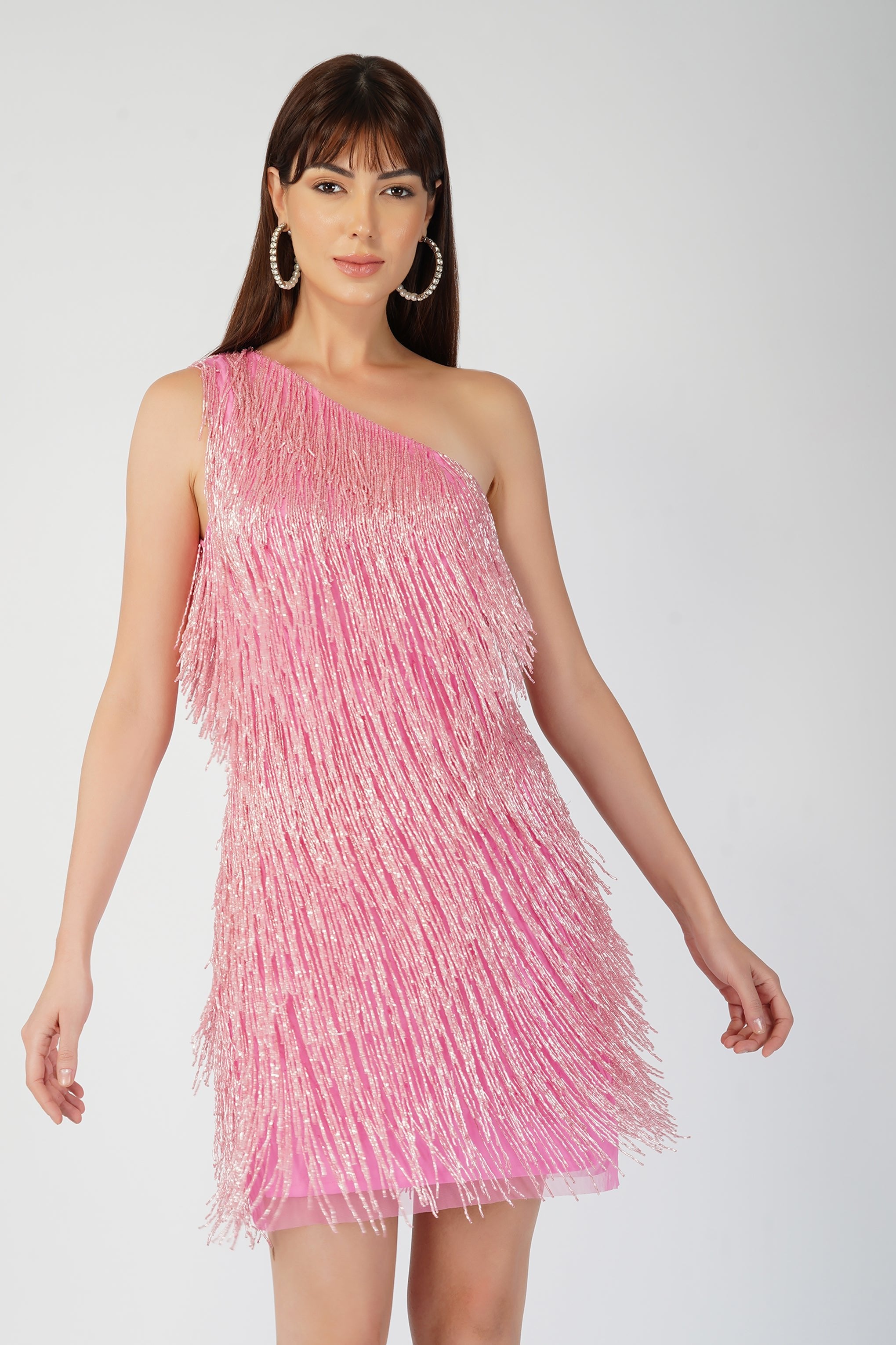 Athena Procopiou Pink Tassle Dress Small good