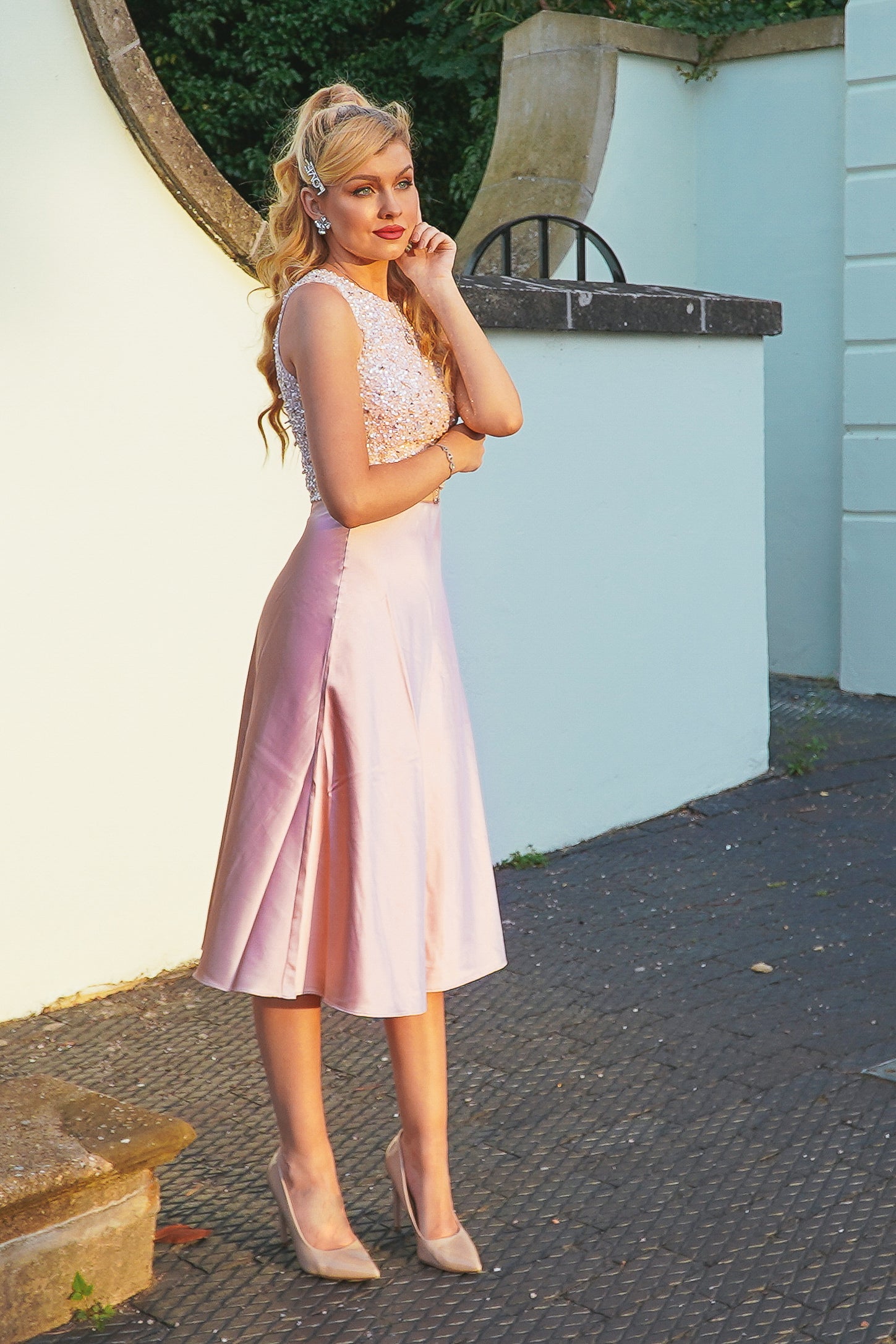 Sophie Pink Satin Skirt