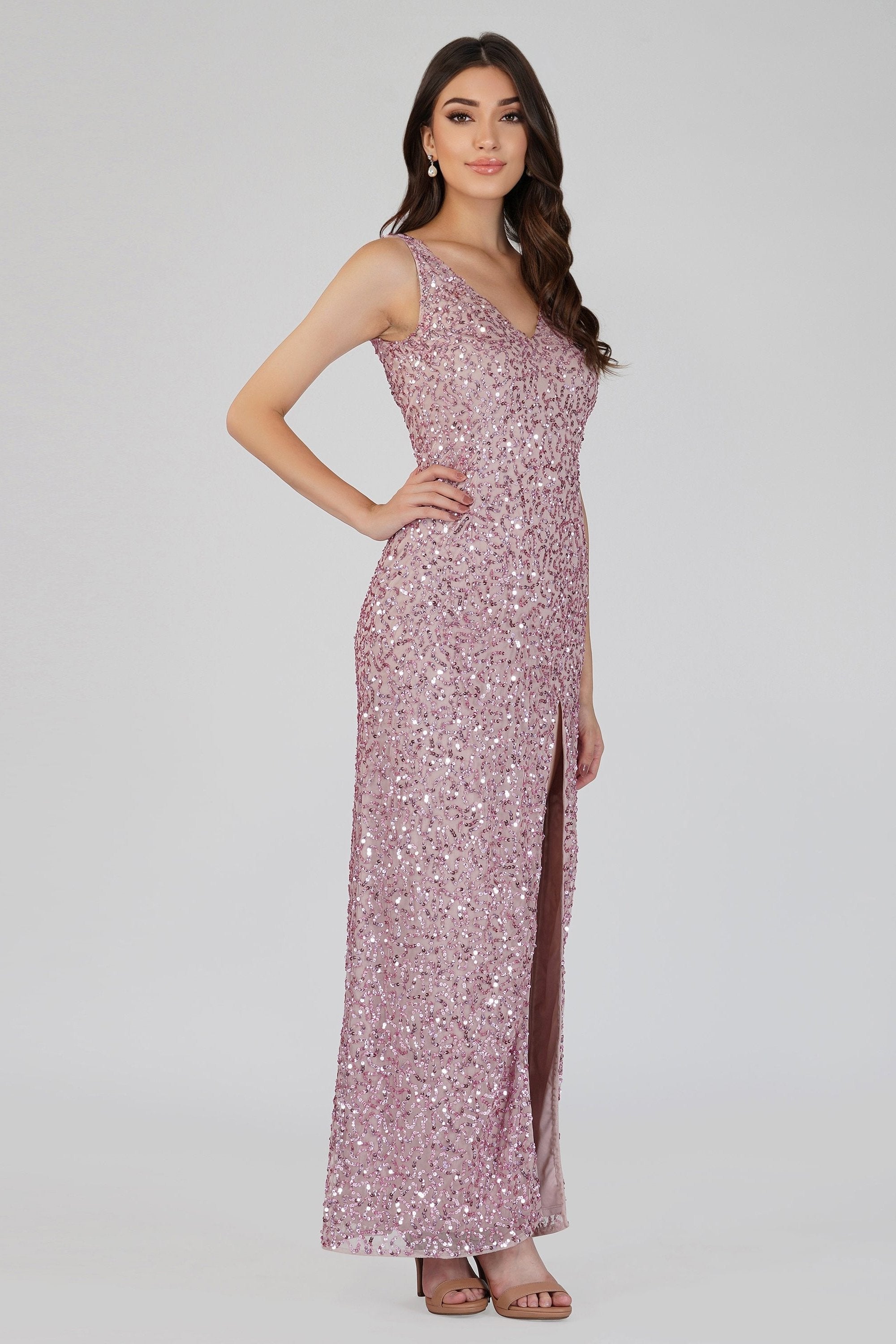 pink sequin dress