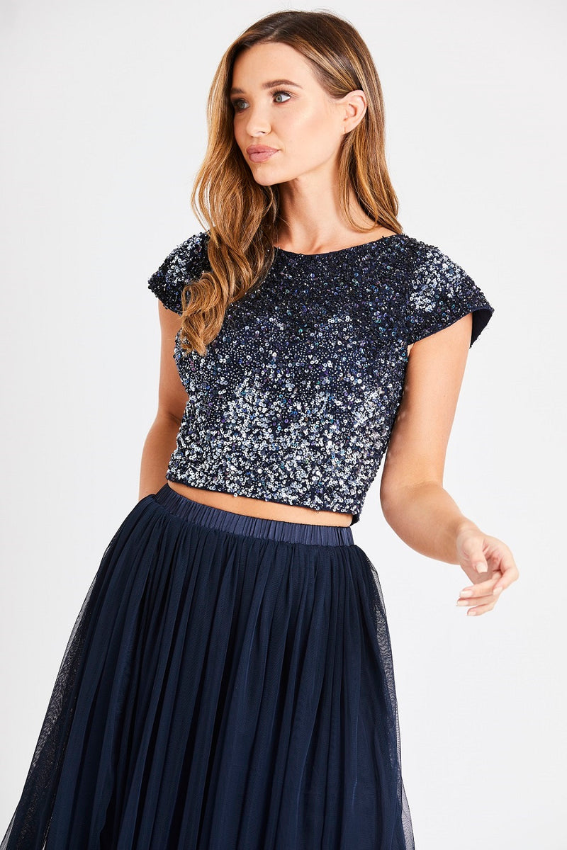 Mermaid Navy Beaded Top