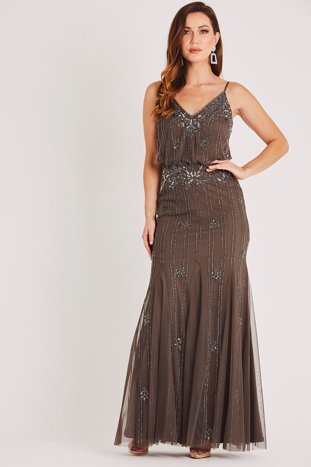 Keeva Stone Grey Bridesmaid Maxi Dress