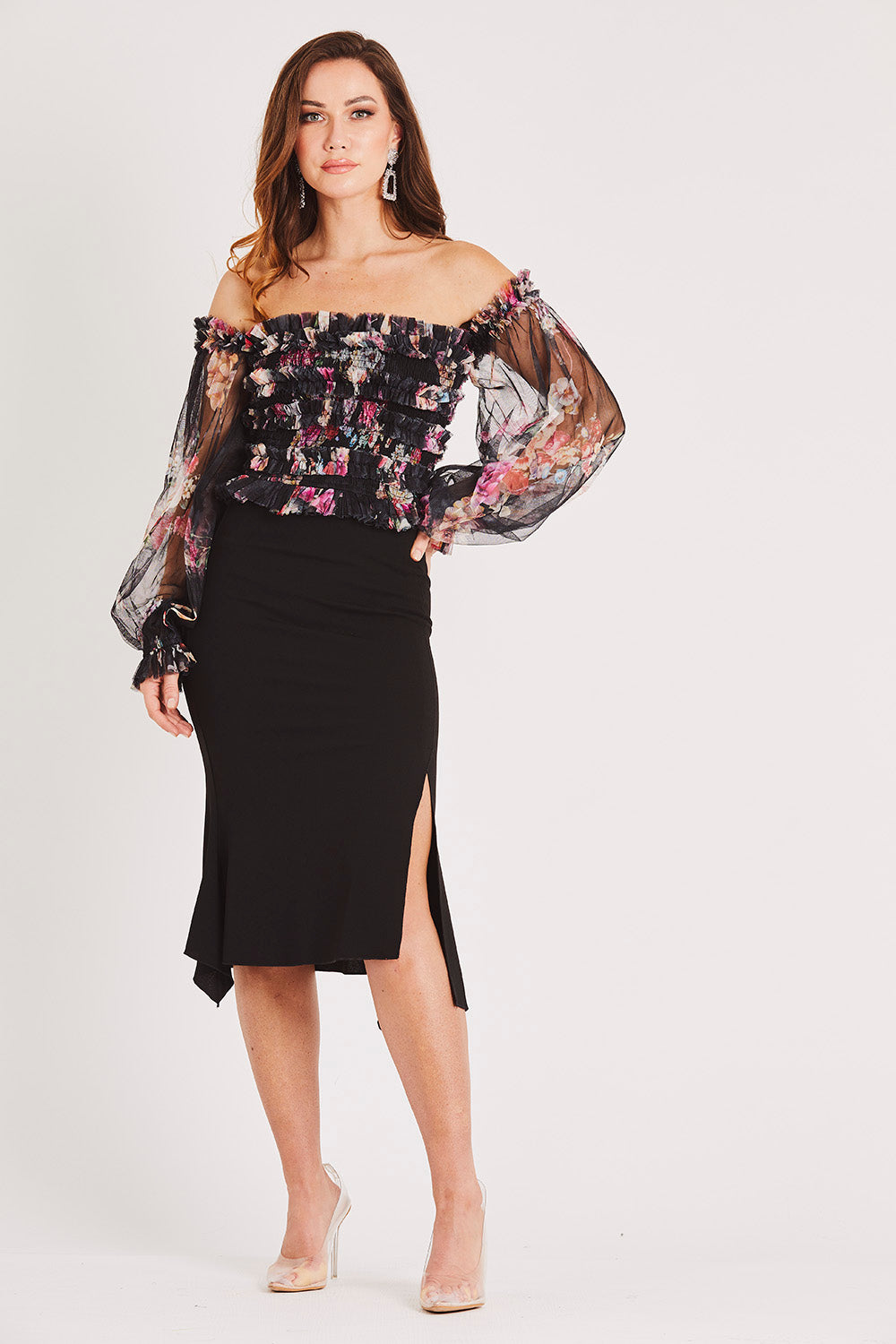 Rolf Top in Black Floral