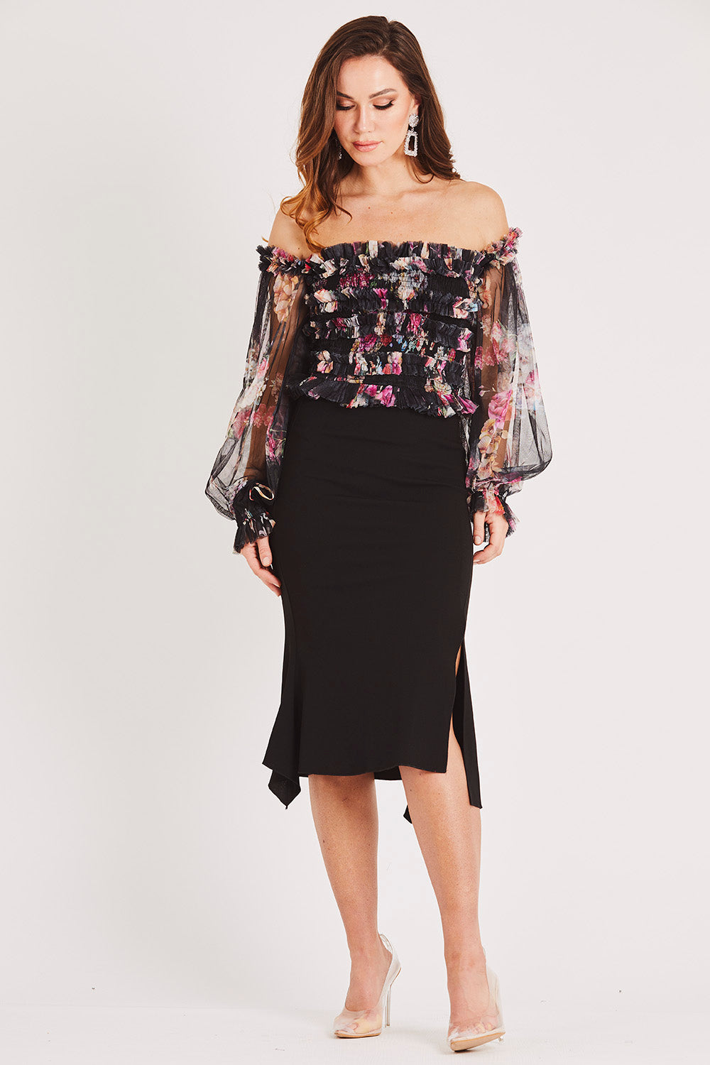 Rolf Top in Black Floral