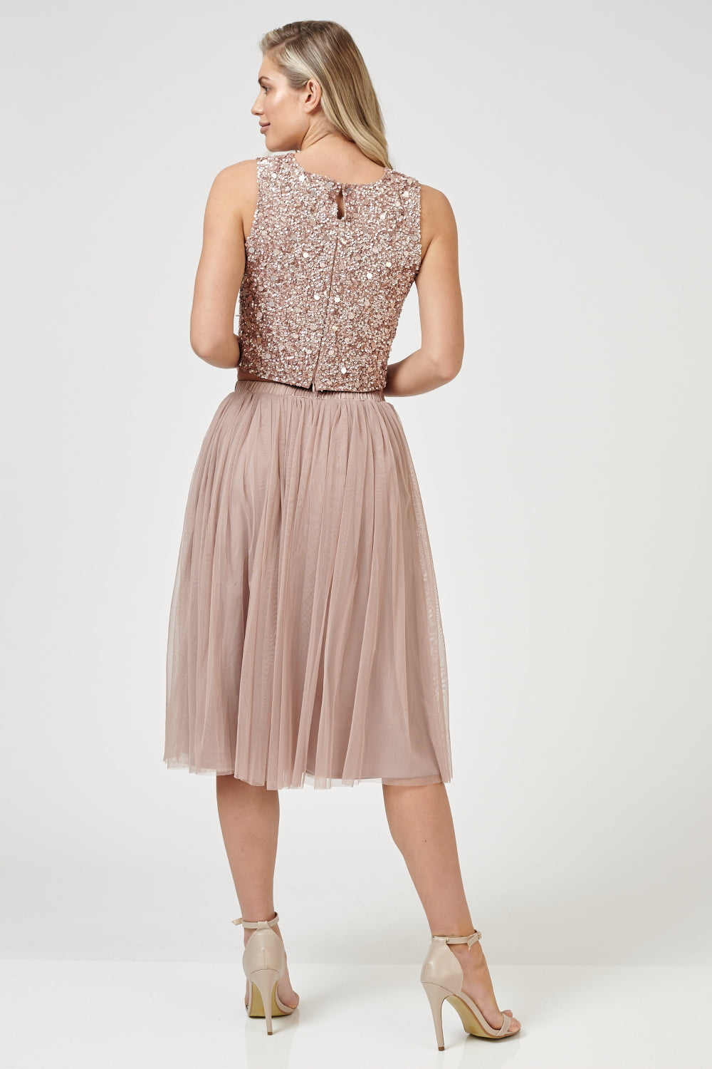 Lace and beads tulle skirt best sale