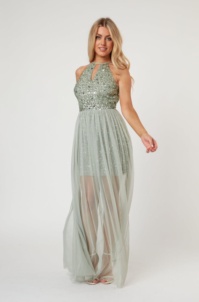 Lulu Sage Bridesmaid Dress – Lace & Beads