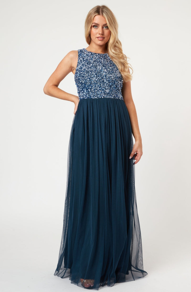 Picasso Navy Blue Bridesmaid Maxi Dress