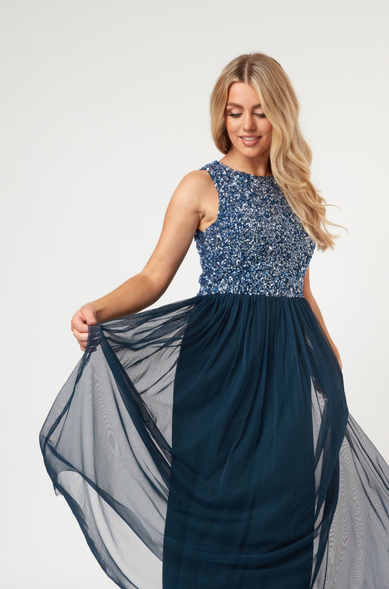 Picasso Navy Blue Bridesmaid Maxi Dress