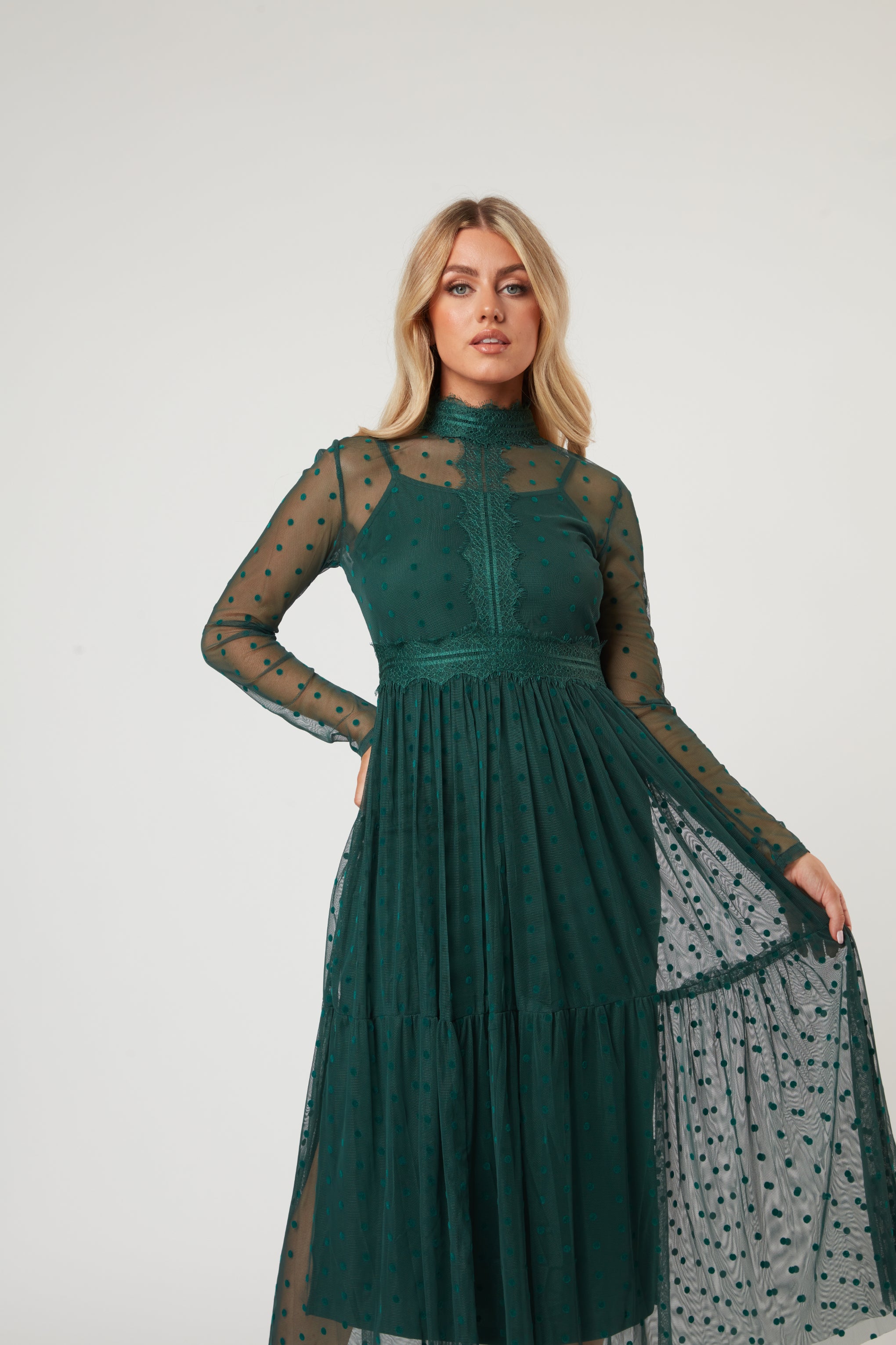 green midi dress