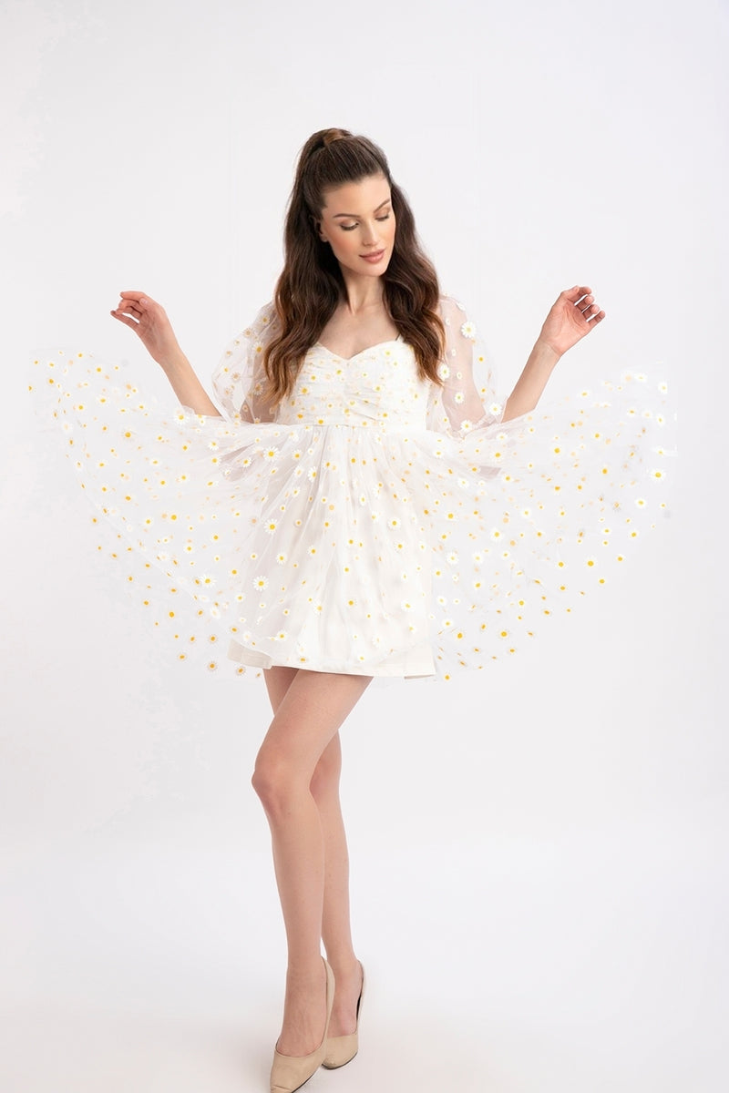 Daisy Tulle Mini Dress – Lace & Beads