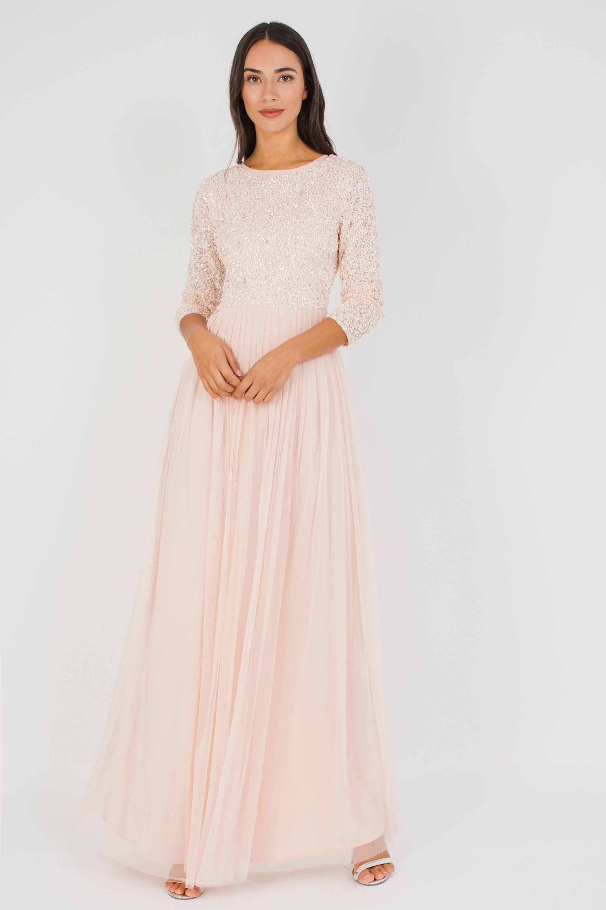 Belle Picasso Long Sleeve Maxi in Nude